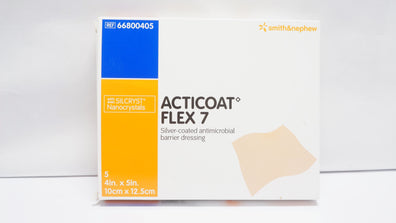 Smiths&Nephew 66800405 ACTICOAT FLEX 7 Silver-coated 4inch x 5inch - Box of 5